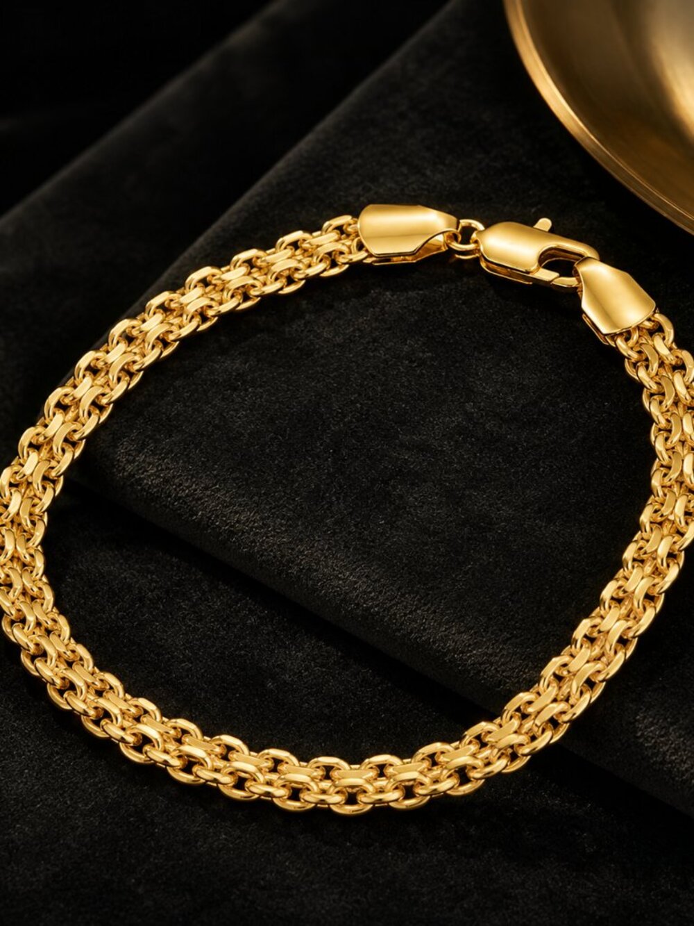 18K Gold 7.5" Mens Chain Link Style Bracelet New 7.5 inch 18 K Silver Jewelry